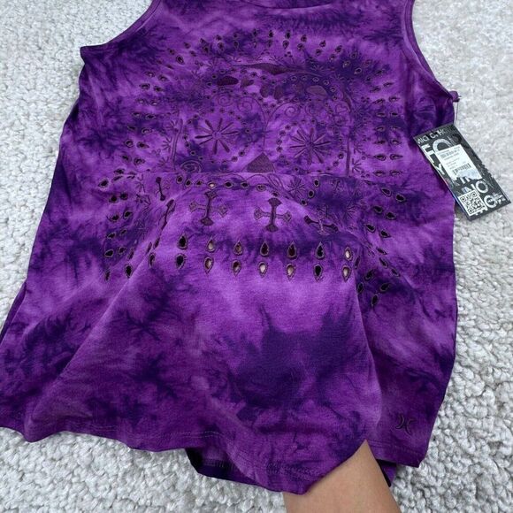 Hurley Ginger Skull Cut Out Tank Purple NEW - Picture 8 of 10
